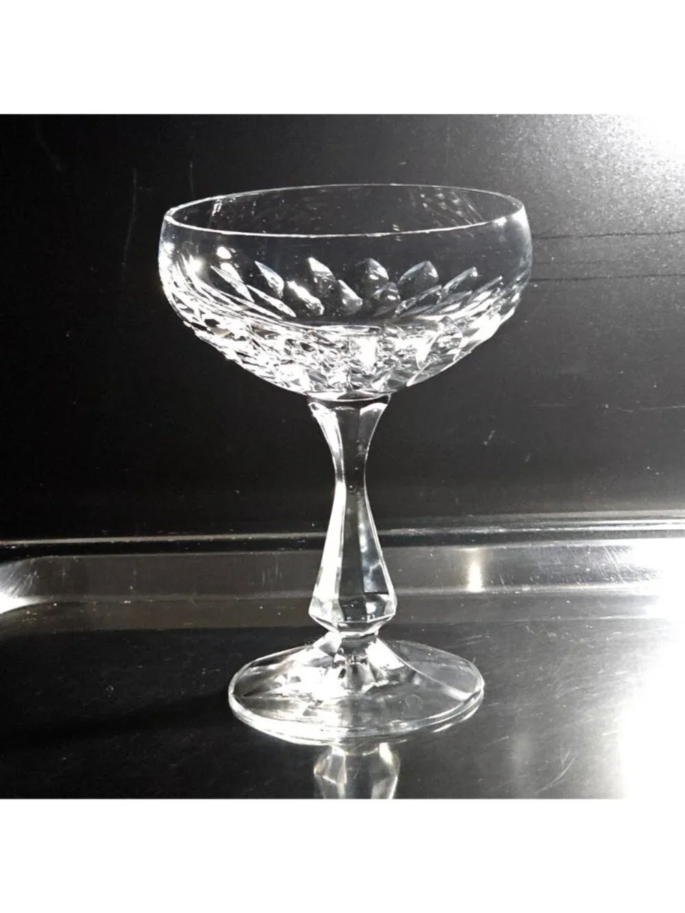 Schott Zwiesel Volterra Champagne Coupe Glass 1980s cut crystal vintage elegance